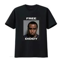 Free Diddy T Shirt Party Him Hip Hop Long Or Short Sleeves Vintage Washed Streetwear Stretched Breathable Unisex Slightly Soft 3XL black