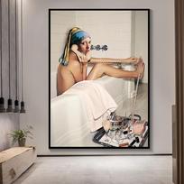 Moteris, mergina perlų auskarai, burbuliukai, retro sieniniai menai, drobės, tapyba Šiaurės šalių plakatai ir spaudiniai Sienų nuotraukos, skirtos svetainės dekoravimui, be rėmelio 40*60cm