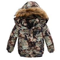 Kinder Jungen Winterjacke Dicker Mantel Stepp Mantel Stepp Kapuze Parka Šilta XL kamufliažas