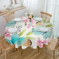 Pavasario akvarelinė gėlė ir drugelis Apvalus staltiesė Vandeniui atspari stalo danga Vestuvių vakarėlio dekoravimui Valgomojo stalo danga 4pcs 33x48 Table mat beige