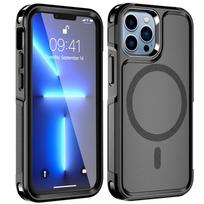 Telefono dėklas su MagSafe, skirtas iPhone 13 12 Pro Mini Max 11 15 14 Plus, smūgiams atsparus, tvirtas, magnetinis, hibridinis, matinis dangtelis For iPhone 12 Pro juoda