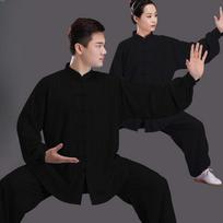 Kinijos tradicinis tango kostiumas Kung Fu kostiumas Tai Chi kostiumas moterims Vyriškas pavasario ir vasaros Tai Chi kovos menų kostiumas Retro Tai Chi laisvalaikio kostiumas 3XL M juoda