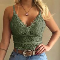 Moterų didelio dydžio liemenė Crop Wireless Liemenėlės apatinis trikotažas Seksualus apatinis trikotažas V formos iškirpte Camisole XL žalia
