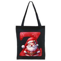 English letters A-Z Christmas number print student casual canvas tote bag No specification black
