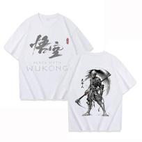 Naujas žaidimas Black Myth: Wukong spausdinti marškinėliai moterims vyrams trumparankoviai viršutiniai drabužiai vasaros mada laisvi kasdieniai marškinėliai L white