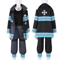Anime Manga Fire Force Maki Oze Cosplay Uniformos Rinkinys Shinra Kusakabe Kaukė Pirštinės Kostiumas Helovino Šventė Moterims Vyrams Šventė XL 55-60kg juoda