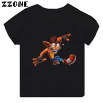 Karštas išpardavimas Žaidimas Crash Bandicoot Spausdinimas Animacinis filmas Vaikų marškinėliai Mergaičių drabužiai Kūdikių berniukai Juodi trumpomis rankovėmis marškinėliai Vaikų viršutiniai drabužiai 160 brown