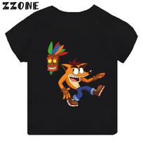 Karštas išpardavimas Žaidimas Crash Bandicoot Spausdinimas Animacinis filmas Vaikų marškinėliai Mergaičių drabužiai Kūdikių berniukai Juodi trumpomis rankovėmis marškinėliai Vaikų viršutiniai drabužiai 120 brown