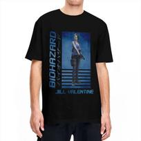 Jill Valentine Design T-Shirt Men Residents Evils Y2K Funny Cotton T-Shirts Beach O Neck Harajuku Tees Pattern Oversized Tees L blue