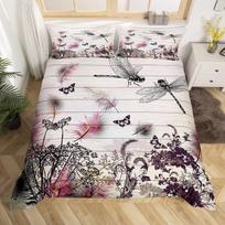 Bohemian Dragonfly Quilt Cover Set Soft Comfortable Bedding Duvet Cover Three-Piece Set EU single 135*200 white