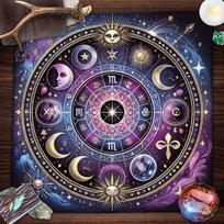 Tarot stalo servetėlė Mandalos Gyvybės Gėlė Altoriaus servetėlė Būrimui Meditacijos Ratas Galaktikos Tarot kilimėlis Dvasinių Oracle kortų padėkliukas 50x50cm gray