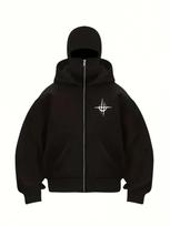2026 Men's full zip hoodie - Gothic punk streetwear jacket with front zipper closed S juoda