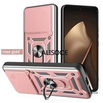 Slide Camera Cover for Xiaomi POCO F8 Pro Case Ring Kickstand Holder Full Protective Shockproof Phone Capa Funda for POCO F8 Pro rožinio aukso spalvos