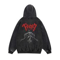 Berserk Anime Hoodies Vyrams Moterims Gotikiniai Manga Su Gobtuvu Puloveriai Laisvalaikio Palaidinės Vintažinis Gatvės Stilius Vyriški Drabužiai 6XL black