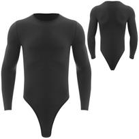Vyriškas viengubas maudymosi kostiumas, apvalia apykakle, ilgomis rankovėmis, spaudėmis, bodis, madingas laisvalaikio drabužis, L-XL XL juoda