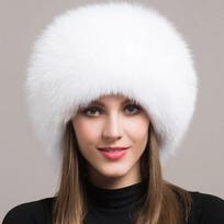 Karštas išpardavimas 100% natūralaus lapės kailio kepurė Moteriška kepurė Stora kailinė kepurė Žieminė šilta kepurė Moteriška mada Moterims Kepurė white