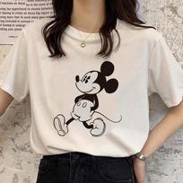 Retro Disney animacinis moteriškas marškinėlis Pelėda Mikis Harajuku medvilninis marškinėlis Madingi moteriški marškiniai Vasaros viršus trumpomis rankovėmis marškinėlis 3XL black
