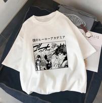 Mano Herojų Akademija Deku ir Šoto Katės Ausies Chibi Marškinėliai, Unisex Anime Gatvės Stiliaus Marškinėliai, 100% Medvilnės Laisvalaikio Trumpomis Rankovėmis Viršus S smėlis