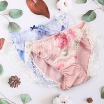 Japanese Style Women's Lace Embroidered Low-Waist Thongs M (95-105 jin) mėlyna