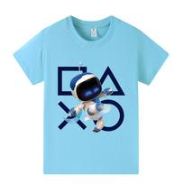 A1338 Boys Girls Astro Bot Printed Short Sleeves T-shirt 150cm blue