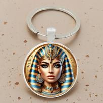 Madingas Egipto faraonas, Kleopatra ir dizaininis stiklinis pakabukas raktų pakabukas One Size gray