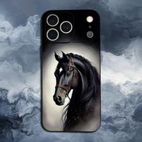 Galloping Horse Animal For iPhone 12,14,13,15,16,11,17,X,Mini,XR,SE,XS,Plus,Pro,Max,8,7,Soft Silicone Black Case iPhone17Air