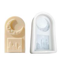 Moon Castles Epoxy Resin Mold Nonstick Fondant Chocolate Mold Table Ornament Making Tool Scented Candle Mold Enduring white