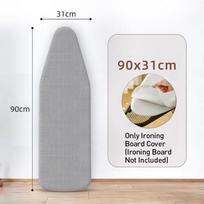 Heat Resistant Ironing Board Cover Pad Heavy Duty Cotton Cloth with Elastic Edge Scorch Proof Non-Slip Cover fo S/M/L Size Home gray