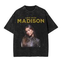 Madison Beer the locket  T Shirts Hip Hop Washed Short Sleeve Harajuku TShirts Vintage Unisex Women Streetwear Graphic Tees XL black
