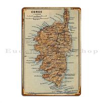 DORA Tin Sign Vintage Corsica France Map  Metal Sign Wall Decor Retro Club Printing Pub Mural Tin Sign Poster 30x40cm(11.8x15.7inch) beige