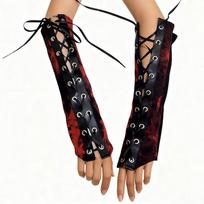 Tie-Dye Punk Armbands: Dark Gothic Laced Harajuku Spicy Girl Gloves One Size black