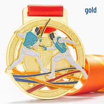 Custom Fencing Competition Medals & Plaques for Youth Fencer Championship - 1st, 2nd, 3rd Place Awards bronza