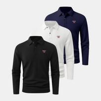 3 vnt. lauko kasdieniai ilgomis rankovėmis polo marškinėliai, su apykakle, drėgmę sugeriantys, idealūs golfui, sportui ir kasdieniam dėvėjimui XXL balta/juoda