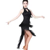 Shimmering Sequins Latin Dance Outfit Stretch Stage Costume Asymmetrical Hems Design Performances Wear Polyester XL red