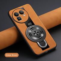 Magsafe belaidžio įkrovimo dėklas Skirtas Realme GT 8 Pro PU odinis Atsparus smūgiams Žiedas Stovas Laikiklis Telefono dėklas Skirtas Realme GT8Pro realme GT8 ruda