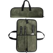 Professional Chef Knife Storage Bag Canvas Portable Handheld Knife Case with Zipper Waterproof Outdoor Picnic Camp BBQ Kitchen gray