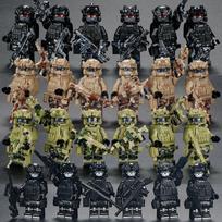 Specialiųjų pajėgų karinės figūrėlės ghost swat kariai surenkami statybiniai kaladėlės sprogimui atsparūs policijos statybiniai kaladėlės ghost swat gray