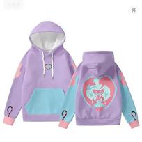 Helluva Boss Asmodeus Ozzie Contrast Color Hoodie Print Long Sleeve Drawstring Pullover Sweatshirt Anime Demon Fans Streetwear Top XXXXL gray