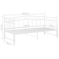 Extendable Sofa Bed Frame White Metal 90x200 cm