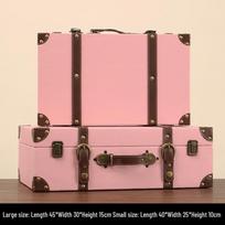 Vintažinė odinė rankinė kelioninė lagaminė dėžutė - Vestuvinės suknelės nuotraukų rekvizitas Large pink