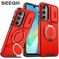 Armor Case For Samsung Galaxy A27 A57 A37 A17 A07 A16 A26 A36 A56 A06 A55 A35 A15 Funda Ring Holder Slide Camera Protect Cover Galaxy A55 gray