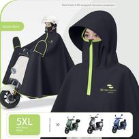 Lietpaltis elektriniam paspirtukui, vyriškas ilgas visą kūną apsaugantis nuo lietaus, sustiprintas ir padidintas, elektriniam motociklui, 2026 m. naujas modelis, suaugusiųjų lietaus 5XL juoda