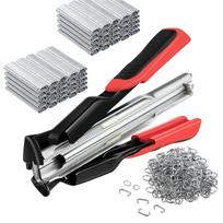 AT19-C Clips 2500, 3/4  Hog Ring Pliers Kit& Nails, C-Type Cage Clamps For Cages, Fence, Upholstery Applications gray