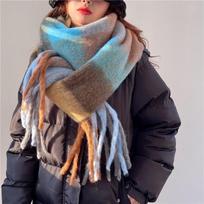 Žieminis storas šiltas šalikas Moteriškas kašmyro šalis ir skaros Pashmina Kaklaskarė Bufanda Moteriškas Vaivorykštinis Pūkuotas Kutais Echarpe Naujas 38x230cm gray