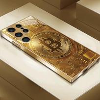 Gold Bitcoin Tempered Glass Phone Case Suitable for Samsung Galaxy S26 S25 S24 S22 S21 S20 FE Ultra Plus Anti Drop Back Cover Galaxy S21 Ultra 5G auksas