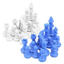 32PC Medieval Plastic Chess Pieces Set King Height 49mm Without Chessboard for Competition white