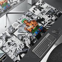 Large Anime HD Mouse Pad One Piece Roronoa Zoro Computer Decoration Desk Gamer Carpet XXL Office Anti-slip Keyboard Mat Mausepad 30cmx60cm(11.8x23.6inch) gray