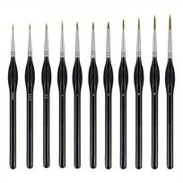 Professional Miniature Paint Brushes Drybrush Micro Detail Paint Brush Set Small Fine Detail Brushes For Acrylic, Watercolor black