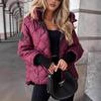 Bordo spalvos su gobtuvu pūkinė striukė su deimantų raštu XXXL black