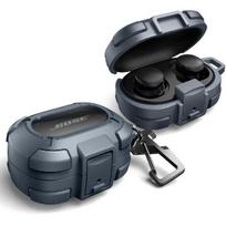 Dexnor for Bose QuietComfort Earbuds Protective Case with Drop-Proof Lock, Shockproof Rugged Bumper Cover with Carabiner & Keyring for Bose mėlyna